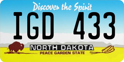 ND license plate IGD433