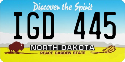 ND license plate IGD445