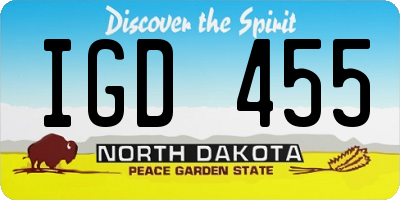 ND license plate IGD455