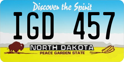 ND license plate IGD457