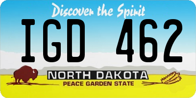 ND license plate IGD462