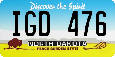 ND license plate IGD476