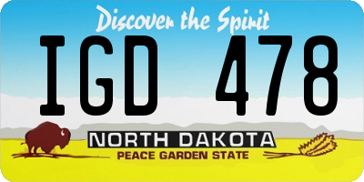 ND license plate IGD478