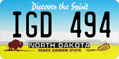 ND license plate IGD494