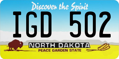 ND license plate IGD502
