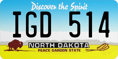 ND license plate IGD514