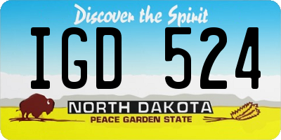 ND license plate IGD524