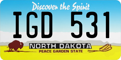 ND license plate IGD531