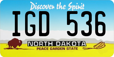 ND license plate IGD536