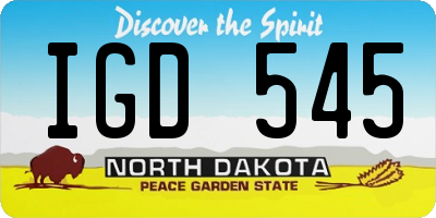 ND license plate IGD545