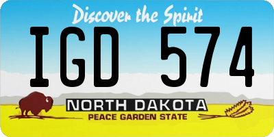 ND license plate IGD574