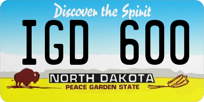 ND license plate IGD600
