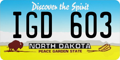 ND license plate IGD603
