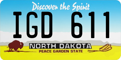 ND license plate IGD611