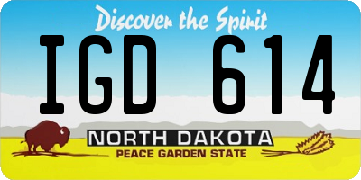 ND license plate IGD614