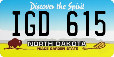 ND license plate IGD615