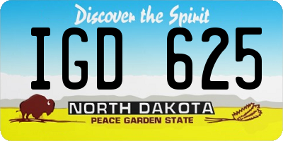 ND license plate IGD625