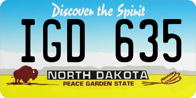 ND license plate IGD635