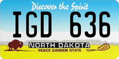 ND license plate IGD636