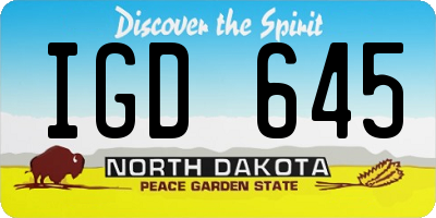 ND license plate IGD645