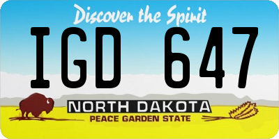 ND license plate IGD647