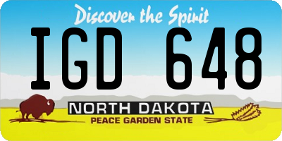 ND license plate IGD648