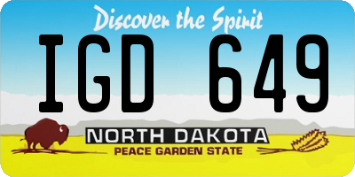 ND license plate IGD649