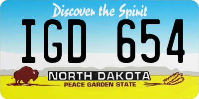 ND license plate IGD654
