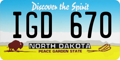 ND license plate IGD670