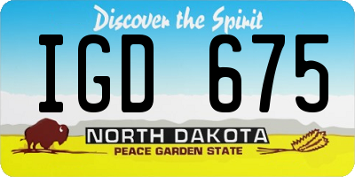 ND license plate IGD675