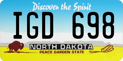 ND license plate IGD698