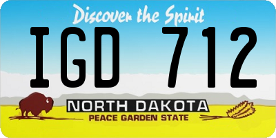 ND license plate IGD712