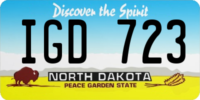ND license plate IGD723