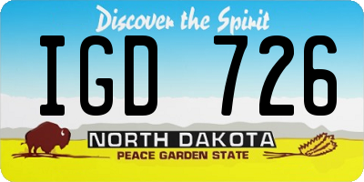 ND license plate IGD726