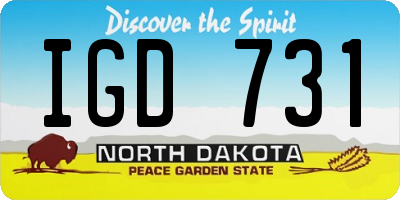 ND license plate IGD731