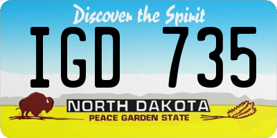 ND license plate IGD735