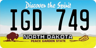 ND license plate IGD749