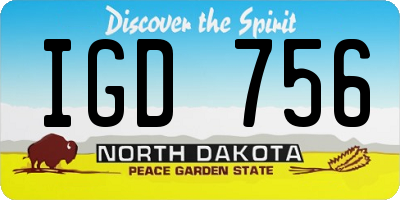 ND license plate IGD756
