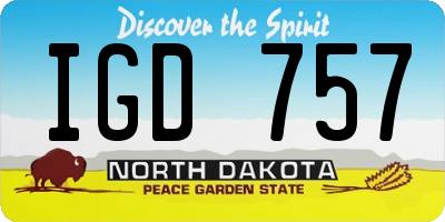 ND license plate IGD757