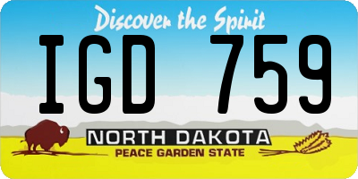 ND license plate IGD759