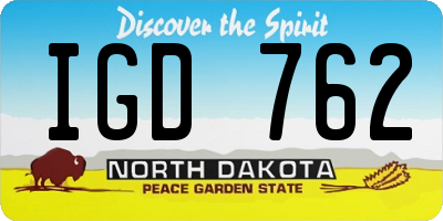 ND license plate IGD762