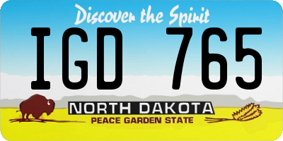ND license plate IGD765