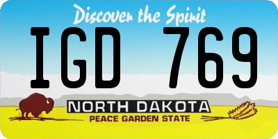 ND license plate IGD769