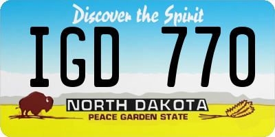 ND license plate IGD770
