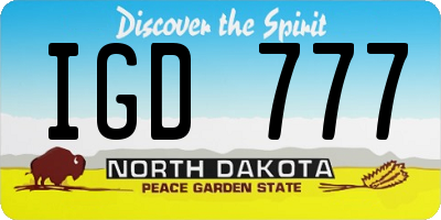 ND license plate IGD777