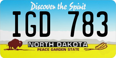 ND license plate IGD783