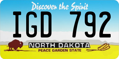 ND license plate IGD792