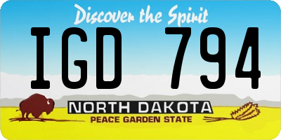 ND license plate IGD794