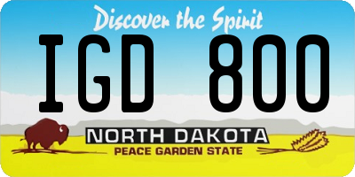 ND license plate IGD800