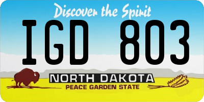 ND license plate IGD803